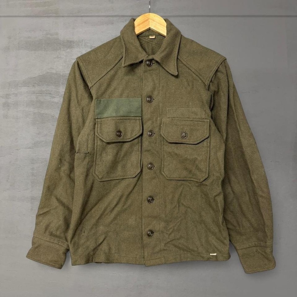 Vintage OG 107‎ Military Fleece Button Up Collared Army Shirt Small